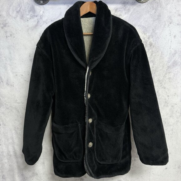 Vintage Nordic Lights Fleece Jacket Reversible Oversized Fuzzy - Picture 2 of 11